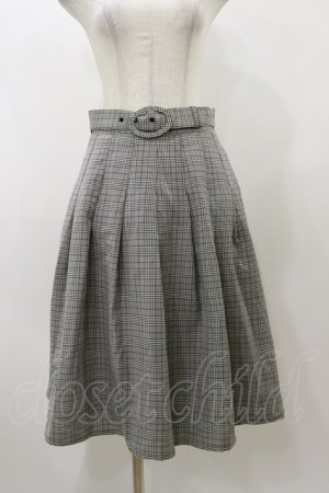 画像: Fi.n.t / ベルト付きチェックタックスカート Free BLACK×WH H-25-12-01-065-CA-SK-NS-ZH