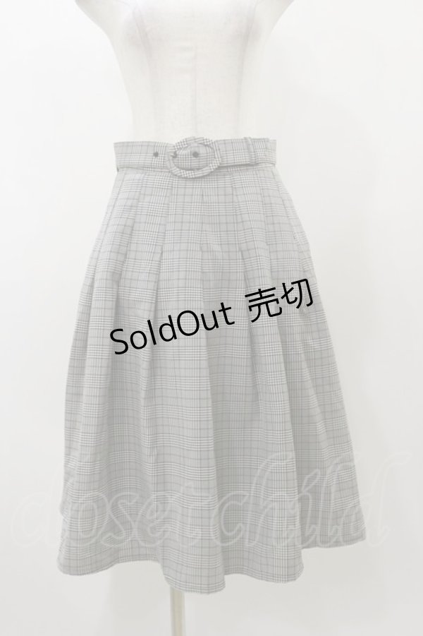 画像1: Fi.n.t / ベルト付きチェックタックスカート Free BLACK×WH H-25-12-01-065-CA-SK-NS-ZH (1)