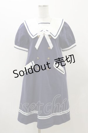画像: Amavel / セーラーAラインワンピース Free ネイビー H-25-12-01-069-CA-OP-NS-ZH