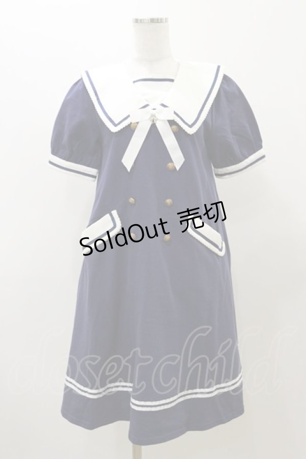 画像1: Amavel / セーラーAラインワンピース Free ネイビー H-25-12-01-069-CA-OP-NS-ZH (1)