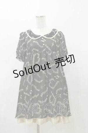 画像: F i.n.t / 音符柄シフォンワンピース Free black H-25-12-01-070-CA-OP-NS-ZH