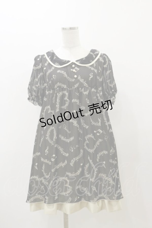 画像1: F i.n.t / 音符柄シフォンワンピース Free black H-25-12-01-070-CA-OP-NS-ZH (1)