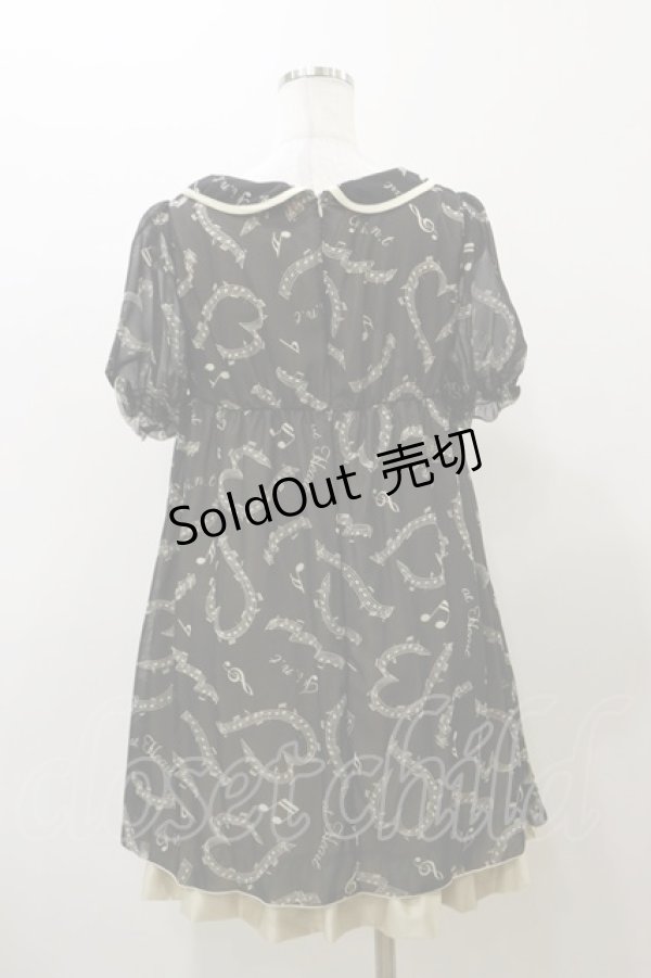画像2: F i.n.t / 音符柄シフォンワンピース Free black H-25-12-01-070-CA-OP-NS-ZH (2)