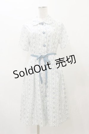 画像: Fi.n.t / ストライプ花柄丸衿ワンピース Free L/BLUE H-25-12-01-073-CA-OP-NS-ZH