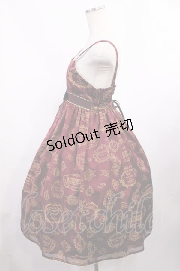 画像2: ALICE and the PIRATES / Vintage label stampジャンパースカートII Free ボルドー H-25-12-01-1003-PA-OP-NS-ZH (2)