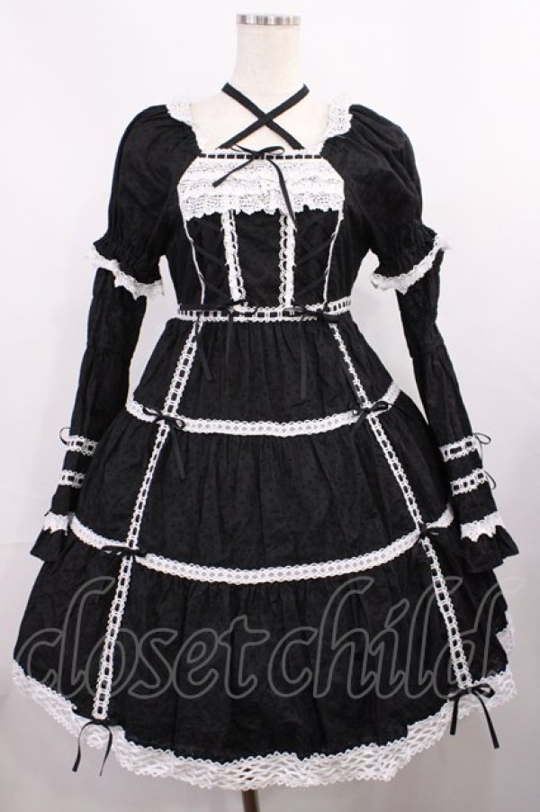 画像1: BABY,THE STARS SHINE BRIGHT / はわせドールワンピース&ヘッドドレスセット Free ブラック/オフ H-25-12-01-1006-BA-OP-NS-ZH (1)