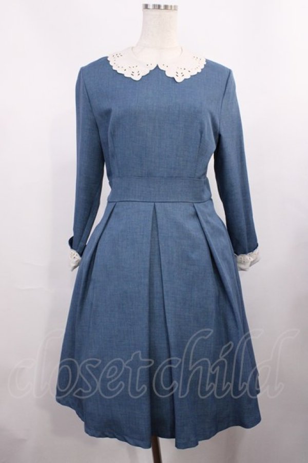 画像1: an another angelus / カットワークレースクレリックワンピース Free Blue H-25-12-01-1015-CA-OP-NS-ZH (1)