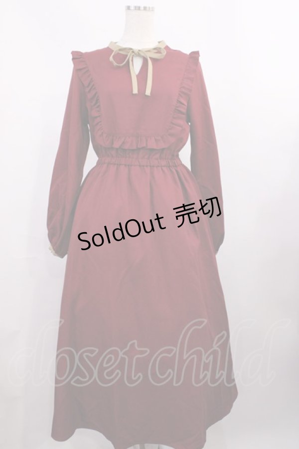 画像1: LEBECCA boutique / オレグラッセとフリルリボンワンピース Free ワイン H-25-12-01-1016-EL-OP-NS-ZH (1)