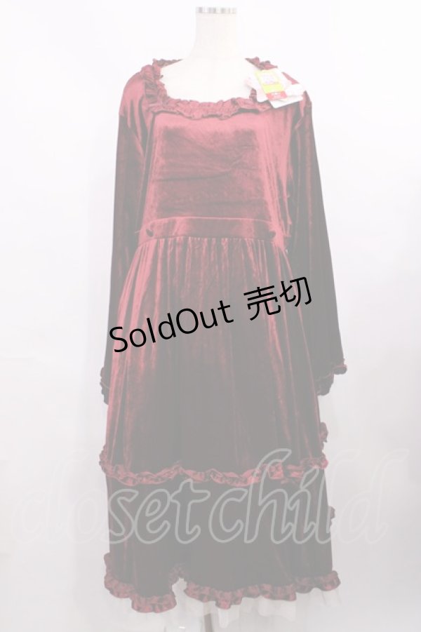 画像1: Virally / hsベロア2WAYワンピース 4L ワイン H-25-12-01-1017-LO-OP-NS-ZH (1)