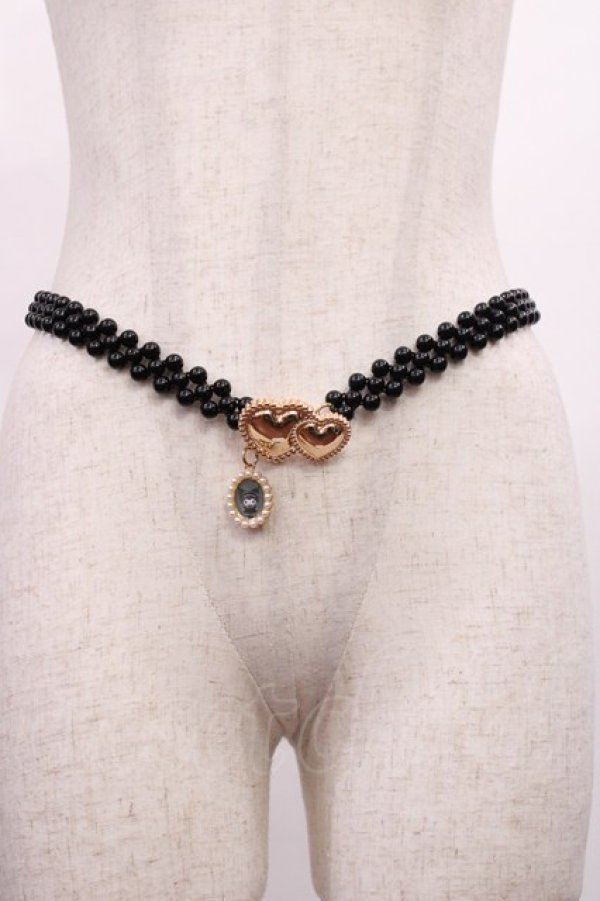 画像1: m petit by misako / サンリオキャラクターズコラボ クロミ パールベルト  ブラック H-25-12-01-1034-LO-ZA-NS-ZH (1)