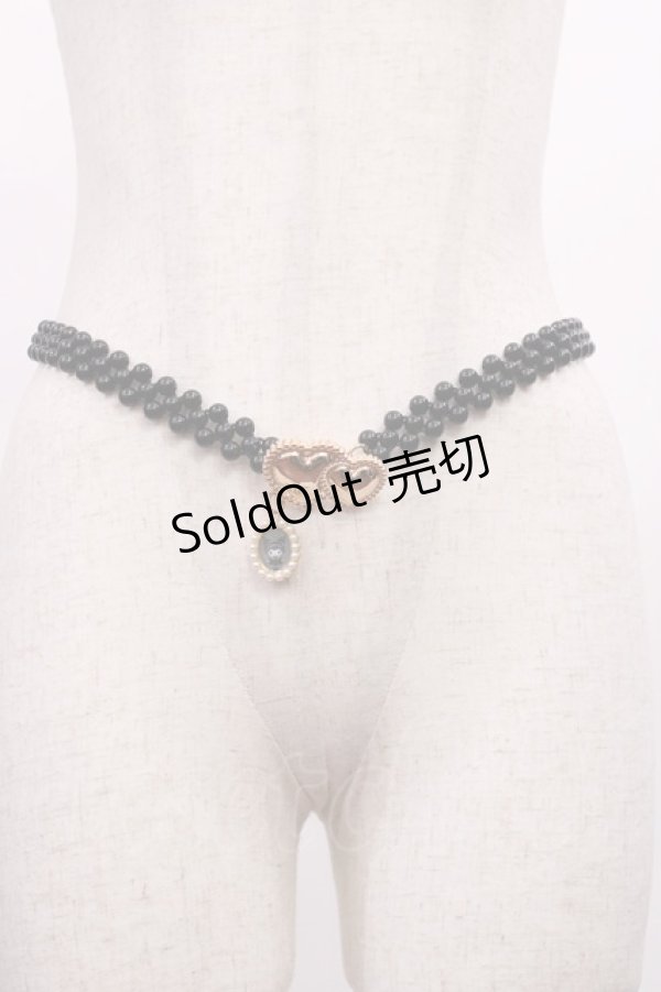 画像1: m petit by misako / サンリオキャラクターズコラボ クロミ パールベルト  ブラック H-25-12-01-1034-LO-ZA-NS-ZH (1)