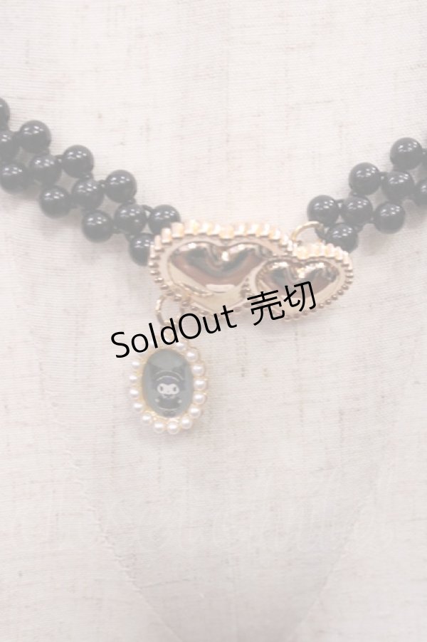 画像2: m petit by misako / サンリオキャラクターズコラボ クロミ パールベルト  ブラック H-25-12-01-1034-LO-ZA-NS-ZH (2)