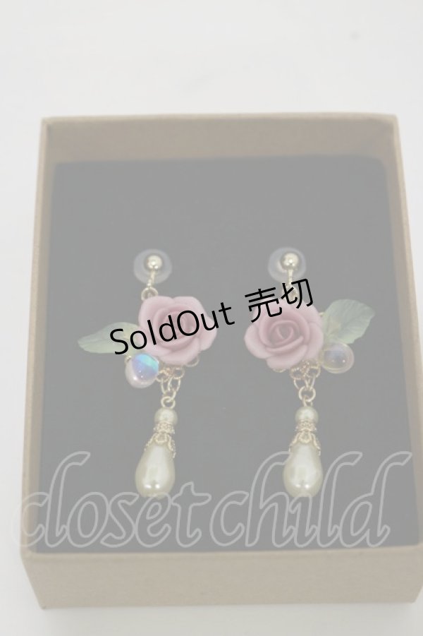 画像1: Innocent World / 薔薇とパールのイヤリング  ピンク H-25-12-01-005-IW-AC-NS-ZH (1)