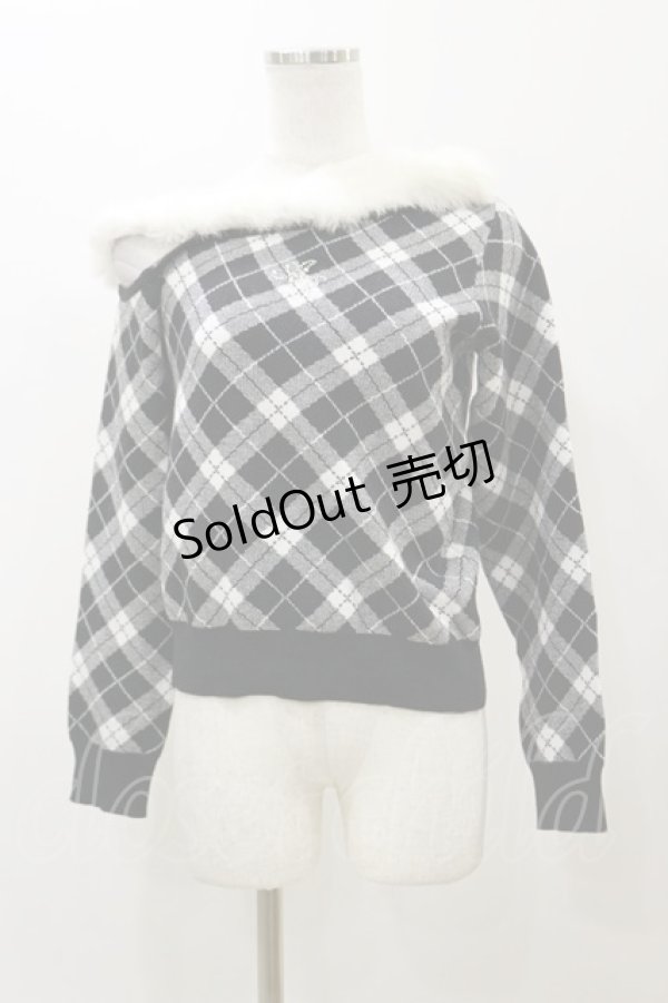 画像1: Ank Rouge / ワンショルファーニットプルオーバー M ブラック H-25-12-02-059-CA-TO-NS-ZH (1)