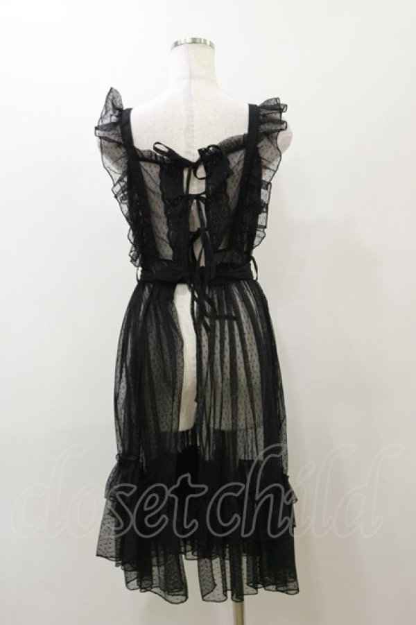 画像2: axes femme kawaii / ドットチュールエプロン M ブラック H-25-12-02-066-AX-OP-NS-ZH (2)