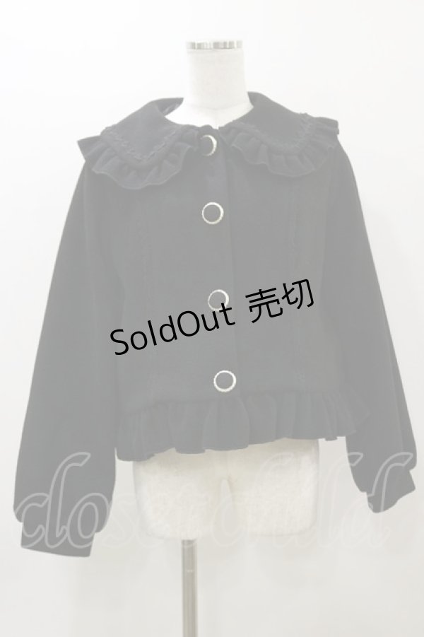 画像1: axes femme kawaii / バックフリルショートコート M ブラック H-25-12-02-069-AX-CO-NS-ZH (1)