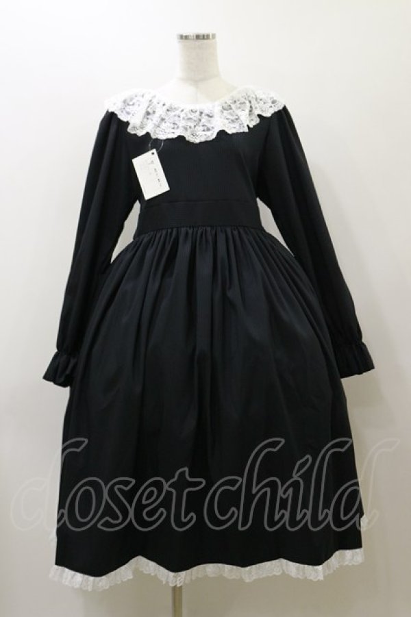 画像1: marcHenTica / ストライプワンピース プリンセスサイズ ブラック H-25-12-02-074-LO-OP-NS-ZH (1)