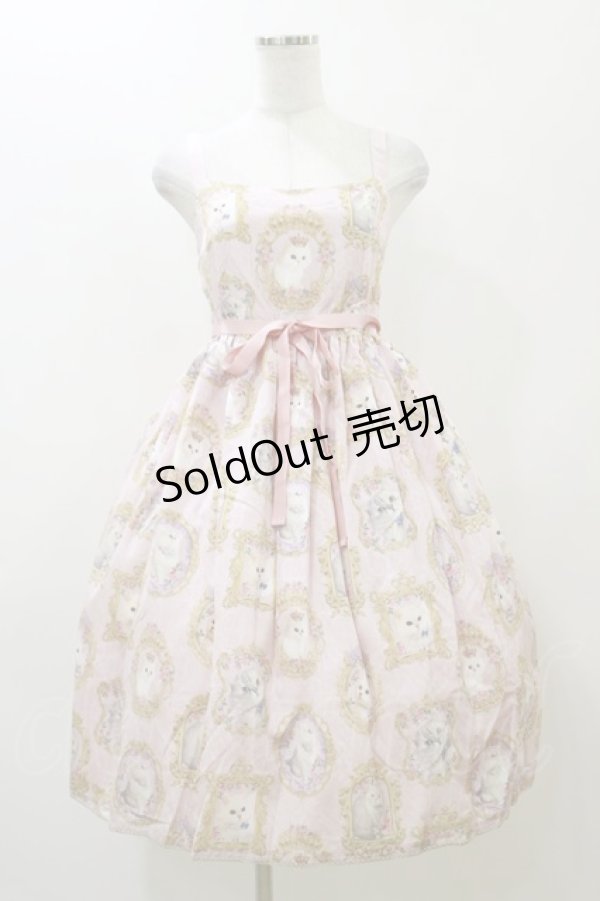 画像1: Enchantlic Enchantilly / 猫の王女達の肖像画ジャンパースカート Free ピンク H-25-12-02-079-LO-OP-NS-ZH (1)