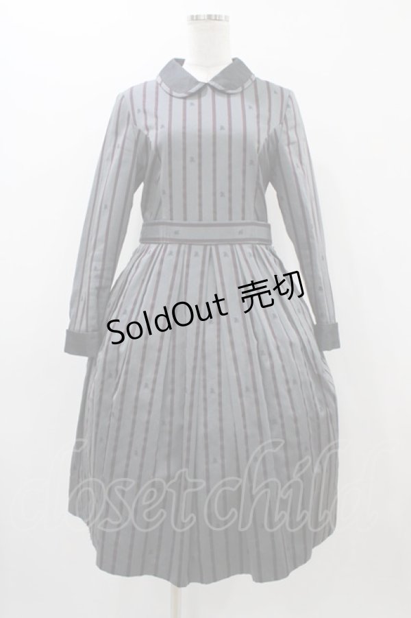 画像1: Jane Marple / Regimental stripeのコレットドレス  グレー H-25-12-02-1038-JM-OP-KB-ZH (1)