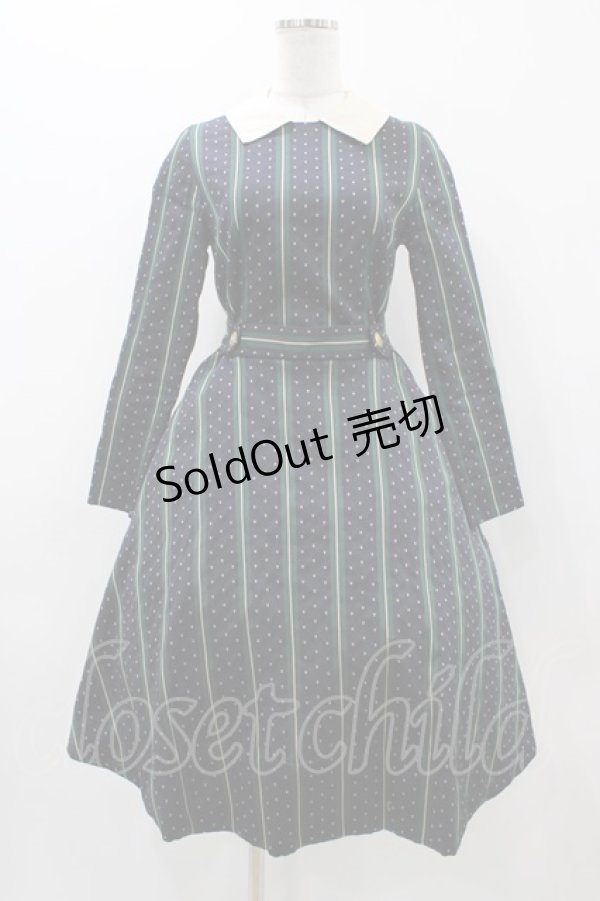 画像1: Jane Marple / Regimental stripeのワンピース  ネイビー H-25-12-02-1039-JM-OP-KB-ZH (1)