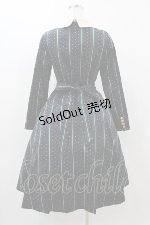画像2: Jane Marple / Regimental stripeのワンピース  ネイビー H-25-12-02-1039-JM-OP-KB-ZH (2)