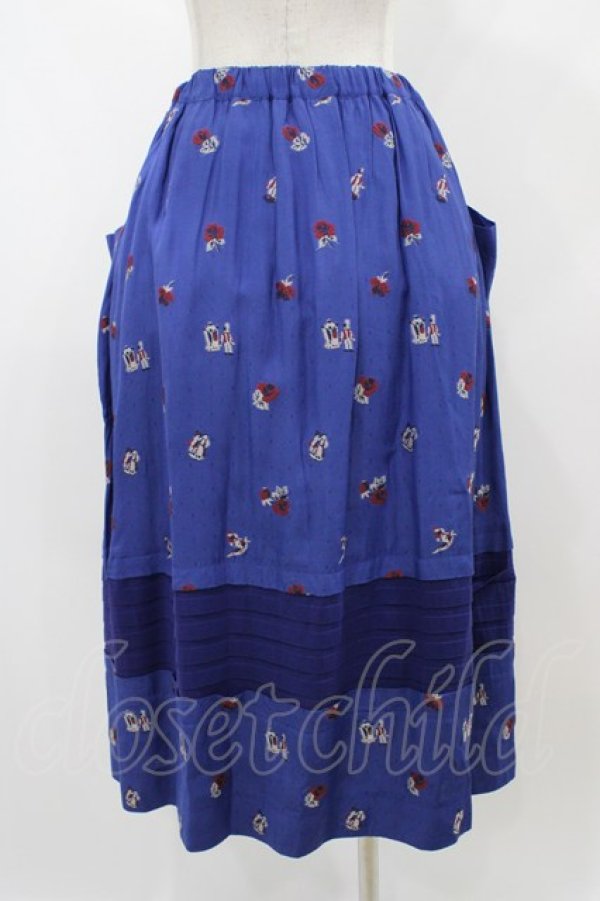 画像2: Jane Marple / Dance With Roses Jacquard Apron Skirt M ネイビー H-25-12-02-1042-JM-SK-KB-ZH (2)