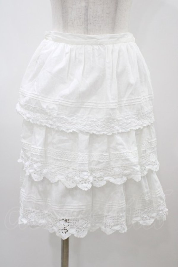 画像1: Jane Marple / ピンタックレーススカート  白 H-25-12-02-1046-JM-SK-KB-ZH (1)