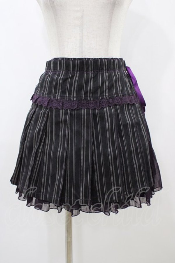 画像1: ALGONQUINS / ストライプラップスカート  黒×紫 H-25-12-02-1051-AL-SK-KB-ZH (1)