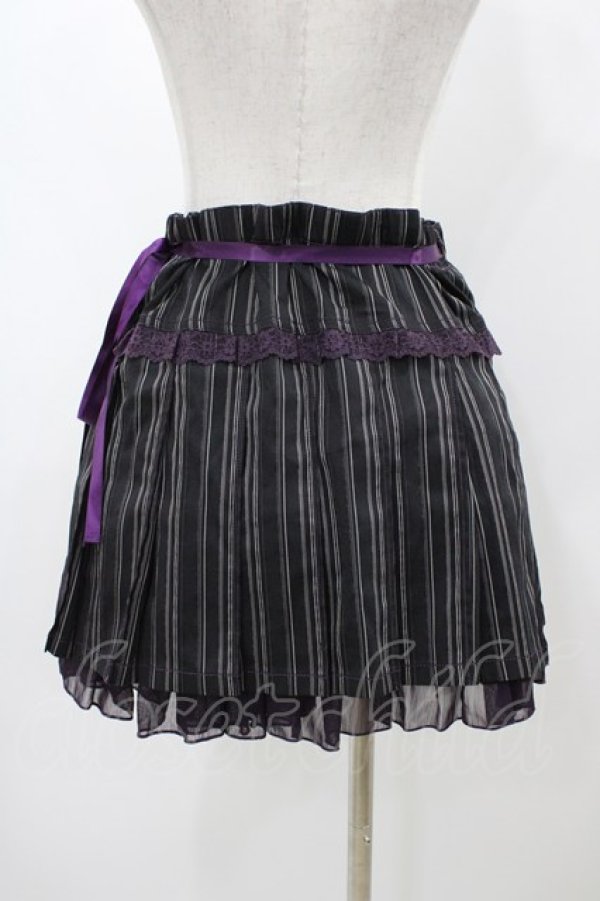 画像2: ALGONQUINS / ストライプラップスカート  黒×紫 H-25-12-02-1051-AL-SK-KB-ZH (2)