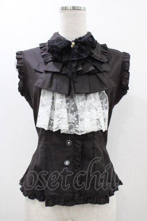 画像: MARBLE / 蝶型コサージュフリルタイ付きノースリーブブラウス  ブラック H-25-12-02-1054-GO-BL-KB-ZT1208H