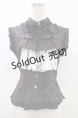 画像: 【SALE】MARBLE / 蝶型コサージュフリルタイ付きノースリーブブラウス  ブラック H-25-12-02-1054-GO-BL-KB-ZH