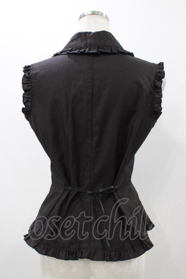 画像2: 【SALE】MARBLE / 蝶型コサージュフリルタイ付きノースリーブブラウス  ブラック H-25-12-02-1054-GO-BL-KB-ZT106 (2)