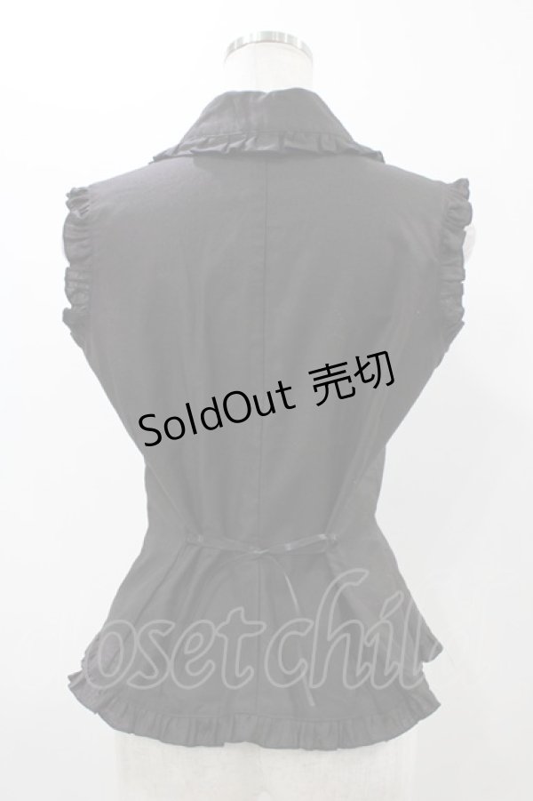 画像2: 【SALE】MARBLE / 蝶型コサージュフリルタイ付きノースリーブブラウス  ブラック H-25-12-02-1054-GO-BL-KB-ZH (2)