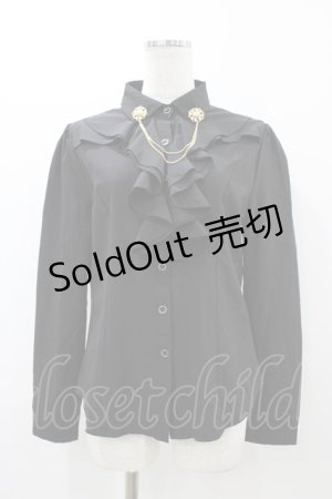 画像: MARBLE / チェーンブローチ付ブラウス L ブラック H-25-12-02-1059-GO-BL-KB-ZH