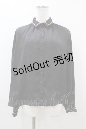 画像: EXCENTRIQUE / ボウ付きサテンブラウス  ブラック H-25-12-02-1060-EL-BL-KB-ZH