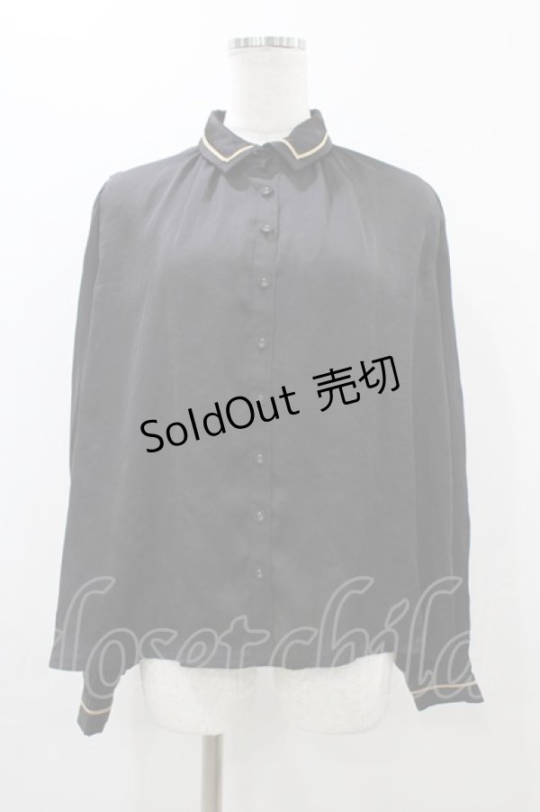 画像1: EXCENTRIQUE / ボウ付きサテンブラウス  ブラック H-25-12-02-1060-EL-BL-KB-ZH (1)