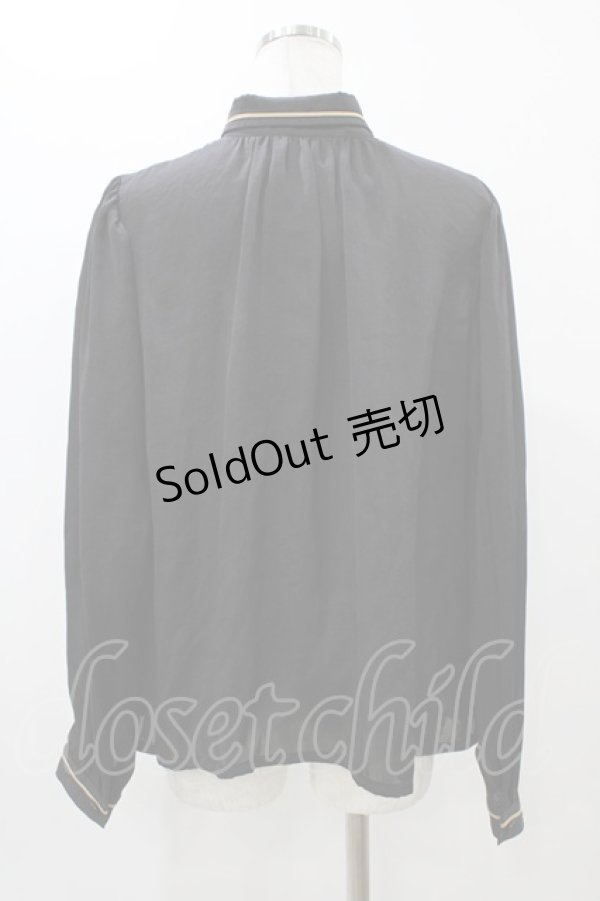 画像2: EXCENTRIQUE / ボウ付きサテンブラウス  ブラック H-25-12-02-1060-EL-BL-KB-ZH (2)