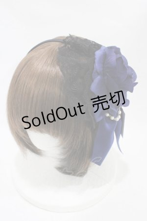 画像: ATELIER PIERROT / 薔薇レースカチューシャ  黒×青薔薇 H-25-12-02-1002-EL-AC-KB-ZH