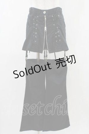 画像: PEACE NOW / レッグカバー付レースアップパンツ  黒 H-25-12-02-1015-PU-PA-KB-ZH