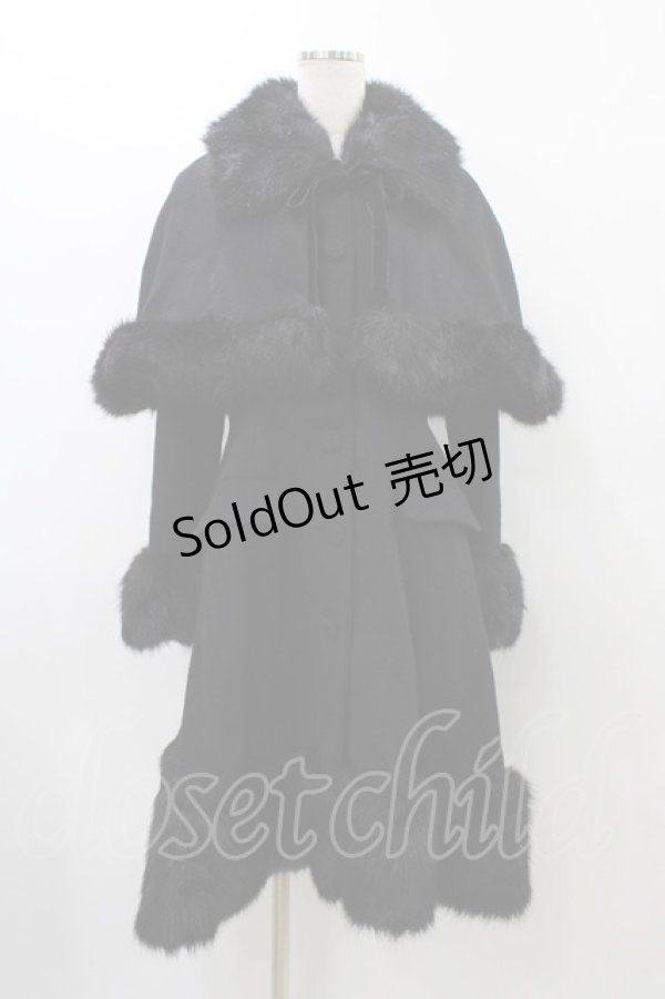 画像1: ATELIER PIERROT / ケープ付きファーコート  ブラック H-25-12-02-1017-EL-CO-KB-ZH (1)