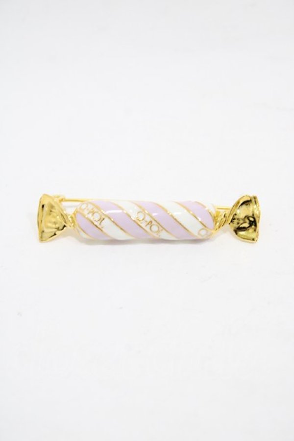 画像1: Q-pot. / ストライプキャンディーブローチ  ブルーベリー H-25-12-02-1003-QP-ZA-KB-ZH (1)