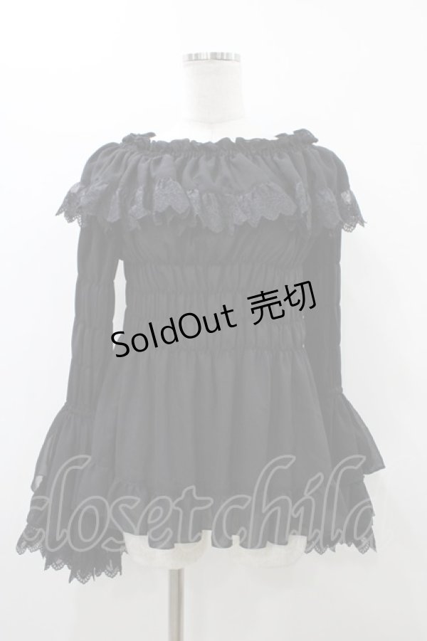 画像1: ATELIER PIERROT / ジュリエットブラウス  ブラック H-25-12-02-1021-EL-BL-KB-ZH (1)