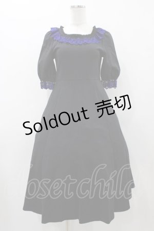 画像: Moi-meme-Moitie / クロスアーチカトリーヌワンピース 9号 ブラック×ブルー H-25-12-02-1023-MO-OP-KB-ZT099