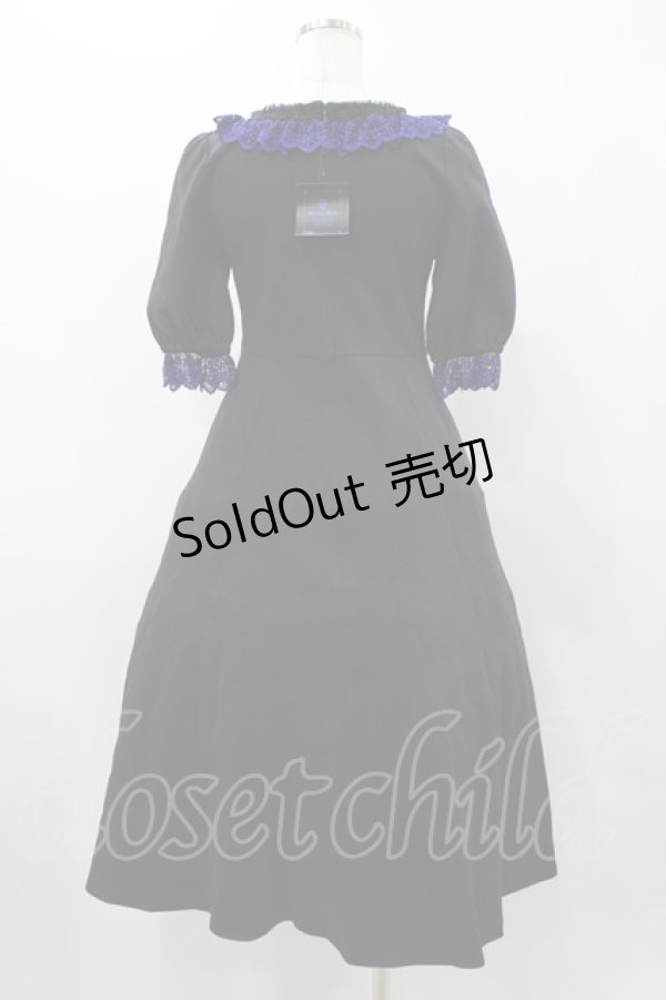 画像2: Moi-meme-Moitie / クロスアーチカトリーヌワンピース 9号 ブラック×ブルー H-25-12-02-1023-MO-OP-KB-ZT099 (2)