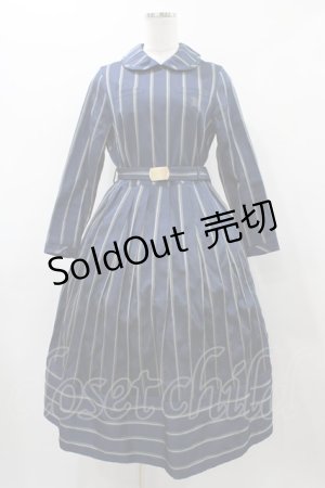 画像: Jane Marple / レジメンタルストライプドミトリードレス  スティールブルー H-25-12-02-1025-JM-OP-KB-ZH