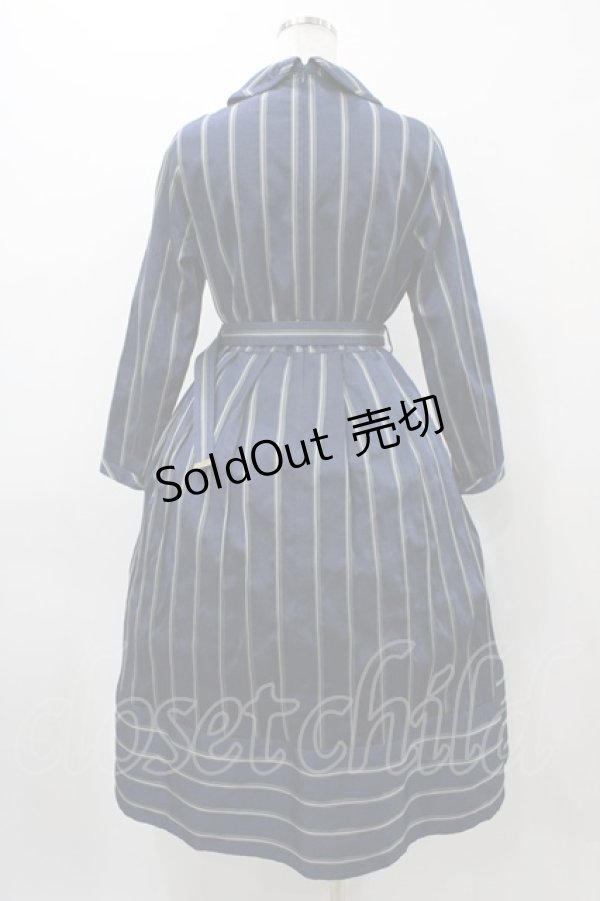 画像2: Jane Marple / レジメンタルストライプドミトリードレス  スティールブルー H-25-12-02-1025-JM-OP-KB-ZH (2)