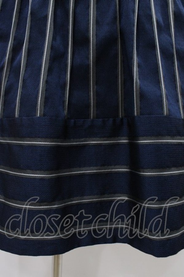 画像5: Jane Marple / レジメンタルストライプドミトリードレス  スティールブルー H-25-12-02-1025-JM-OP-KB-ZH (5)