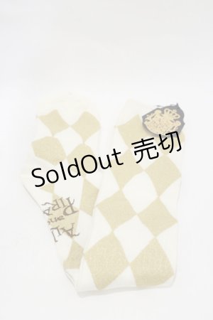 画像: ALICE and the PIRATES / A/Pダイヤ柄ラメオーバーニーソックス  オフ/ゴールド H-25-12-02-017-PA-ZA-NS-ZH