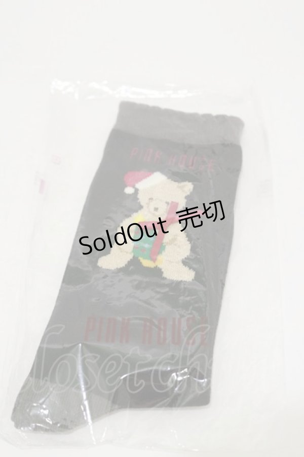 画像1: PINK HOUSE / クリスマスベアーズソックス  ブラック H-25-12-02-025-LO-ZA-NS-ZH (1)