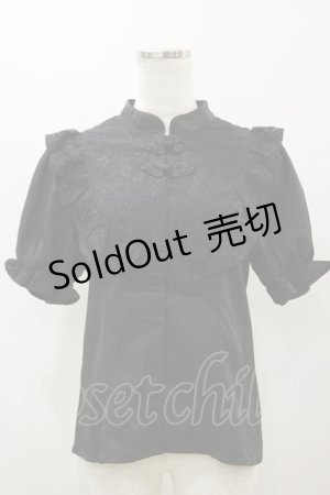 画像: axes femme kawaii / アームカバー付チャイナ釦ブラウス M ブラック H-25-12-02-042-AX-BL-NS-ZH